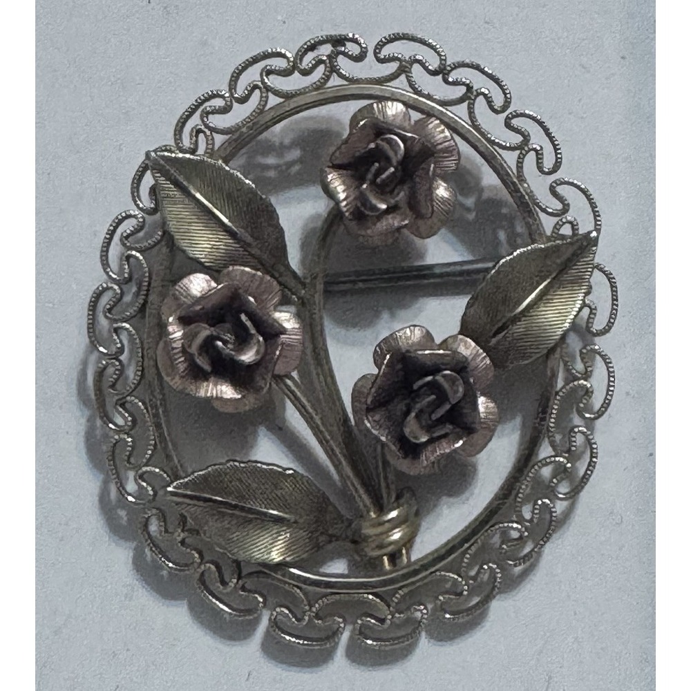 Vintage Krementz 14K Overlay Rose and‎ Yellow Gold Brooch/Pin Timeless Beauty